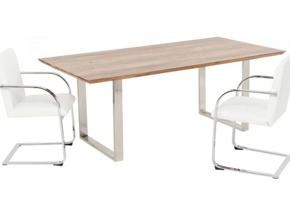 Stoły*KARE Design Stół Symphony 180x90 Cm Akacja Nogi Chromowe