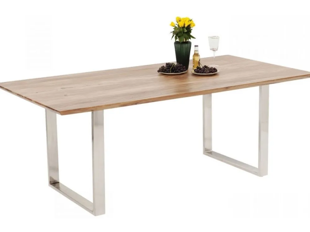 Stoły*KARE Design Stół Symphony 180x90 Cm Akacja Nogi Chromowe