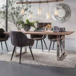 Stoły*KARE Design Stół Symphony 200x100 Cm Akacja Nogi Chromowe