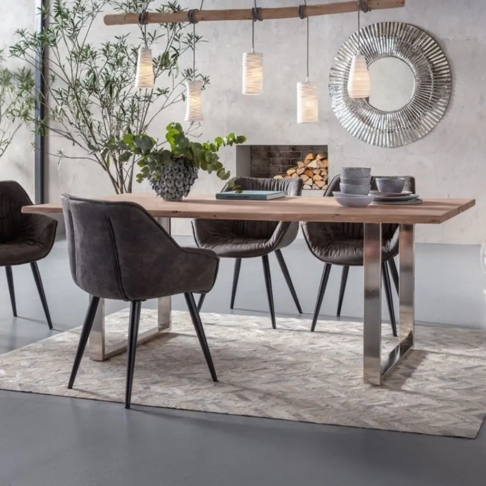 Stoły*KARE Design Stół Symphony 200x100 Cm Akacja Nogi Chromowe