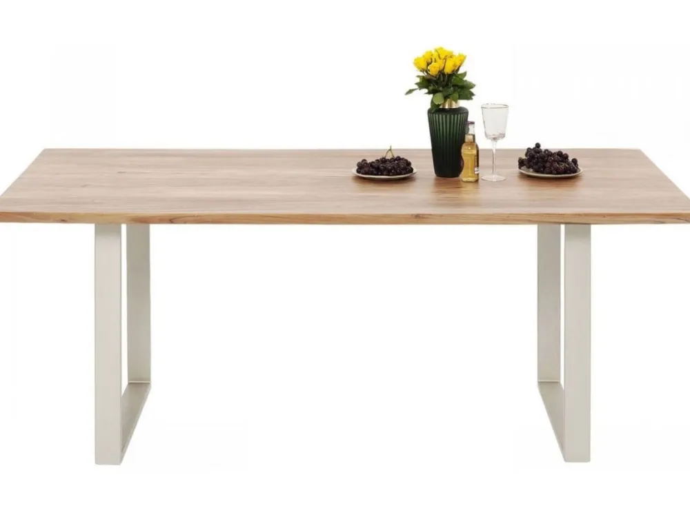 Stoły*KARE Design Stół Symphony 180x90 Cm Akacja Nogi Srebrne