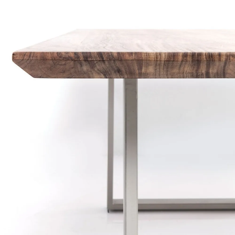 Stoły*KARE Design Stół Symphony 180x90 Cm Akacja Nogi Srebrne