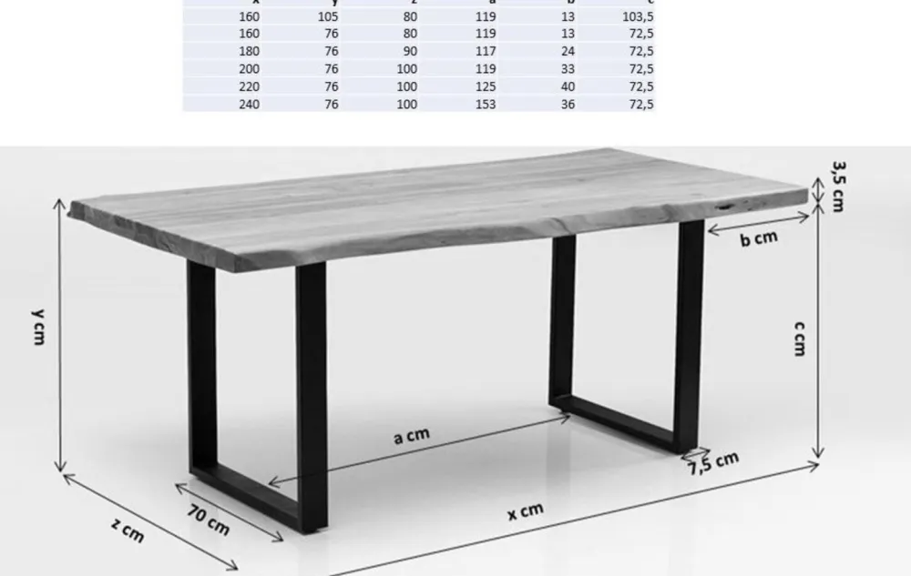 Stoły*KARE Design Stół Symphony 200x100 Cm Dąb - Nogi Złote
