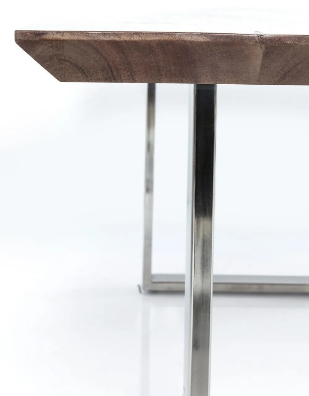 Stoły*KARE Design Stół Z Brązowym Drewnianym Blatem I Srebrnymi Stalowymi Nogami 160x80 Cm