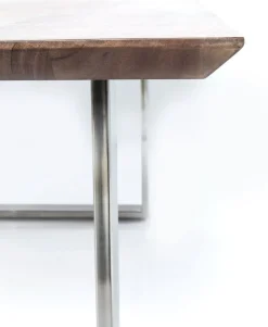 Stoły*KARE Design Stół Z Brązowym Drewnianym Blatem I Srebrnymi Stalowymi Nogami 160x80 Cm
