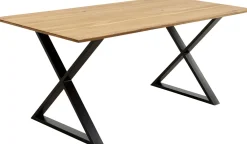 Stoły*KARE Design Stół Z Dębowym Blatem FSC Nogi Czarne Krzyżowe 180x90 Cm