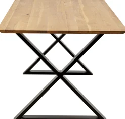 Stoły*KARE Design Stół Z Dębowym Blatem FSC Nogi Czarne Krzyżowe 180x90 Cm