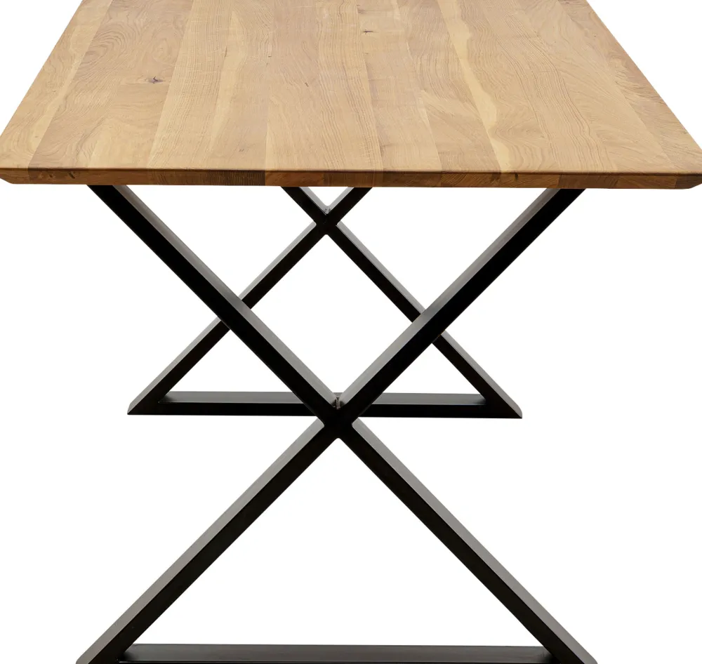 Stoły*KARE Design Stół Z Dębowym Blatem FSC Nogi Czarne Krzyżowe 180x90 Cm