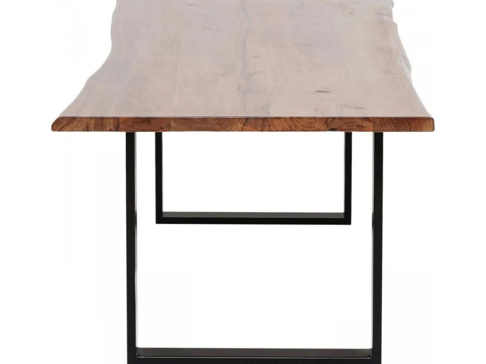 Stoły*KARE Design Stół Z Drewnianym Blatem Z Akacji I Czarnymi Metalowymi Nogami 200x100 Cm