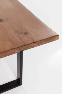 Stoły*KARE Design Stół Z Drewnianym Blatem Z Akacji I Czarnymi Metalowymi Nogami 200x100 Cm