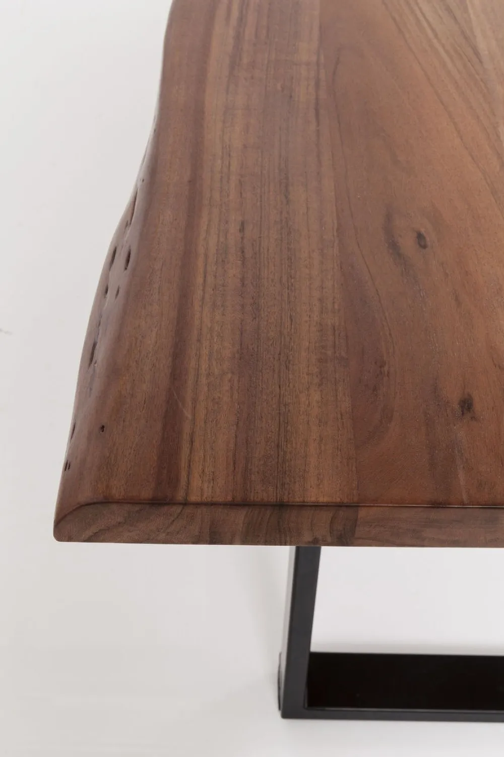 Stoły*KARE Design Stół Z Drewnianym Blatem Z Akacji I Czarnymi Metalowymi Nogami 200x100 Cm