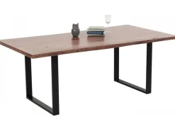 Stoły*KARE Design Stół Z Drewnianym Blatem Z Akacji I Czarnymi Metalowymi Nogami 200x100 Cm