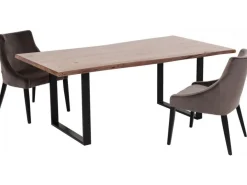 Stoły*KARE Design Stół Z Drewnianym Blatem Z Akacji I Czarnymi Metalowymi Nogami 200x100 Cm