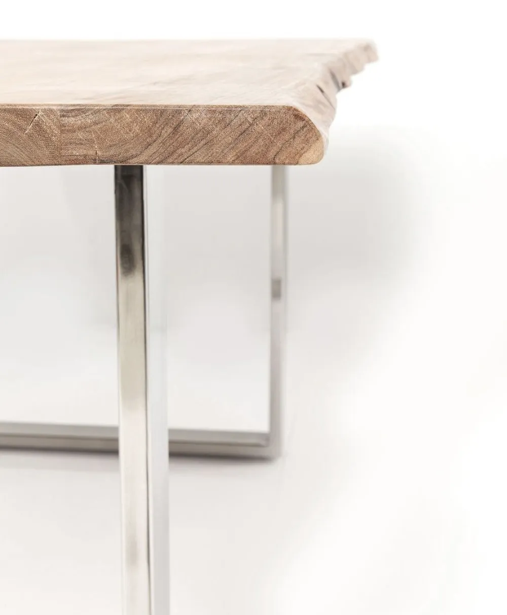 Stoły*KARE Design Stół Z Drewnianym Naturalnym Blatem I Czarnymi Metalowymi Nogami 200x100 Cm