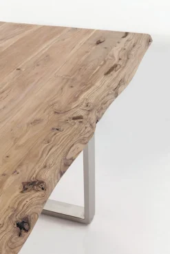 Stoły*KARE Design Stół Z Drewnianym Naturalnym Blatem I Czarnymi Metalowymi Nogami 200x100 Cm