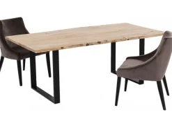Stoły*KARE Design Stół Z Drewnianym Naturalnym Blatem I Czarnymi Metalowymi Nogami 200x100 Cm