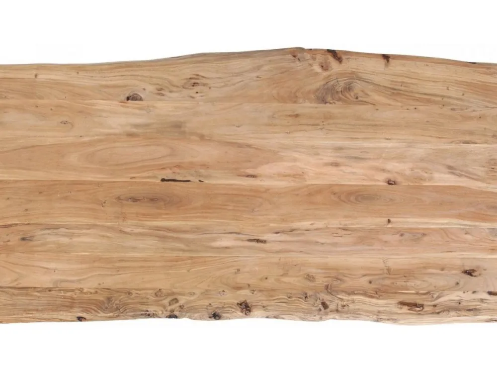 Stoły*KARE Design Stół Z Drewnianym Naturalnym Blatem I Czarnymi Metalowymi Nogami 200x100 Cm