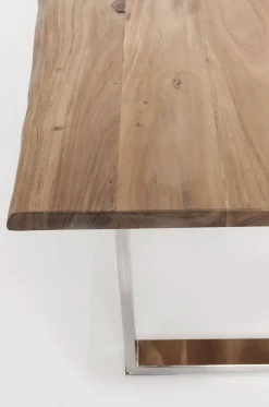 Stoły*KARE Design Stół Z Drewnianym Naturalnym Blatem I Czarnymi Metalowymi Nogami 200x100 Cm