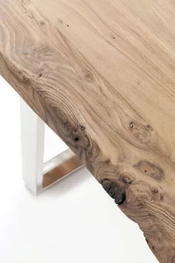 Stoły*KARE Design Stół Z Drewnianym Naturalnym Blatem I Czarnymi Metalowymi Nogami 200x100 Cm
