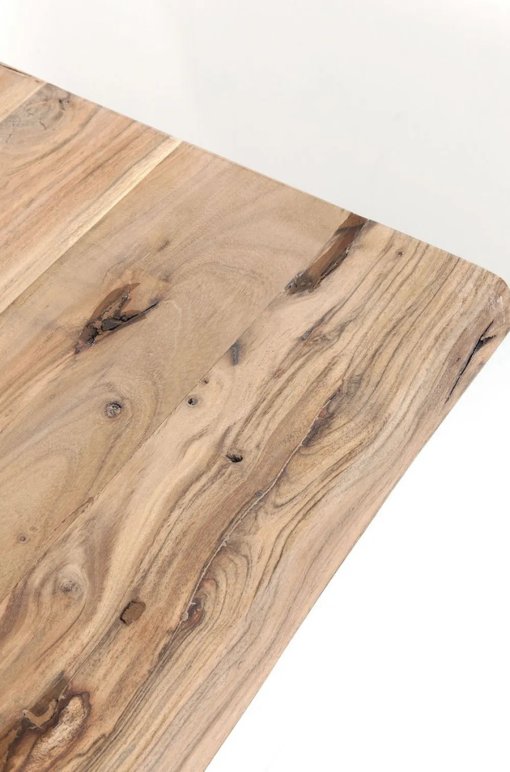 Stoły*KARE Design Stół Z Drewnianym Naturalnym Blatem I Czarnymi Metalowymi Nogami 200x100 Cm
