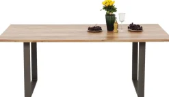 Stoły*KARE Design Stół Z Drewnianym Naturalnym Blatem I Czarnymi Metalowymi Nogami 180x90 Cm