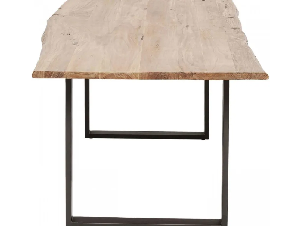 Stoły*KARE Design Stół Z Drewnianym Naturalnym Blatem I Grafitowymi Metalowymi Nogami 200x100 Cm