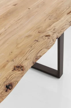 Stoły*KARE Design Stół Z Drewnianym Naturalnym Blatem I Grafitowymi Metalowymi Nogami 200x100 Cm