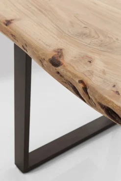 Stoły*KARE Design Stół Z Drewnianym Naturalnym Blatem I Grafitowymi Metalowymi Nogami 200x100 Cm