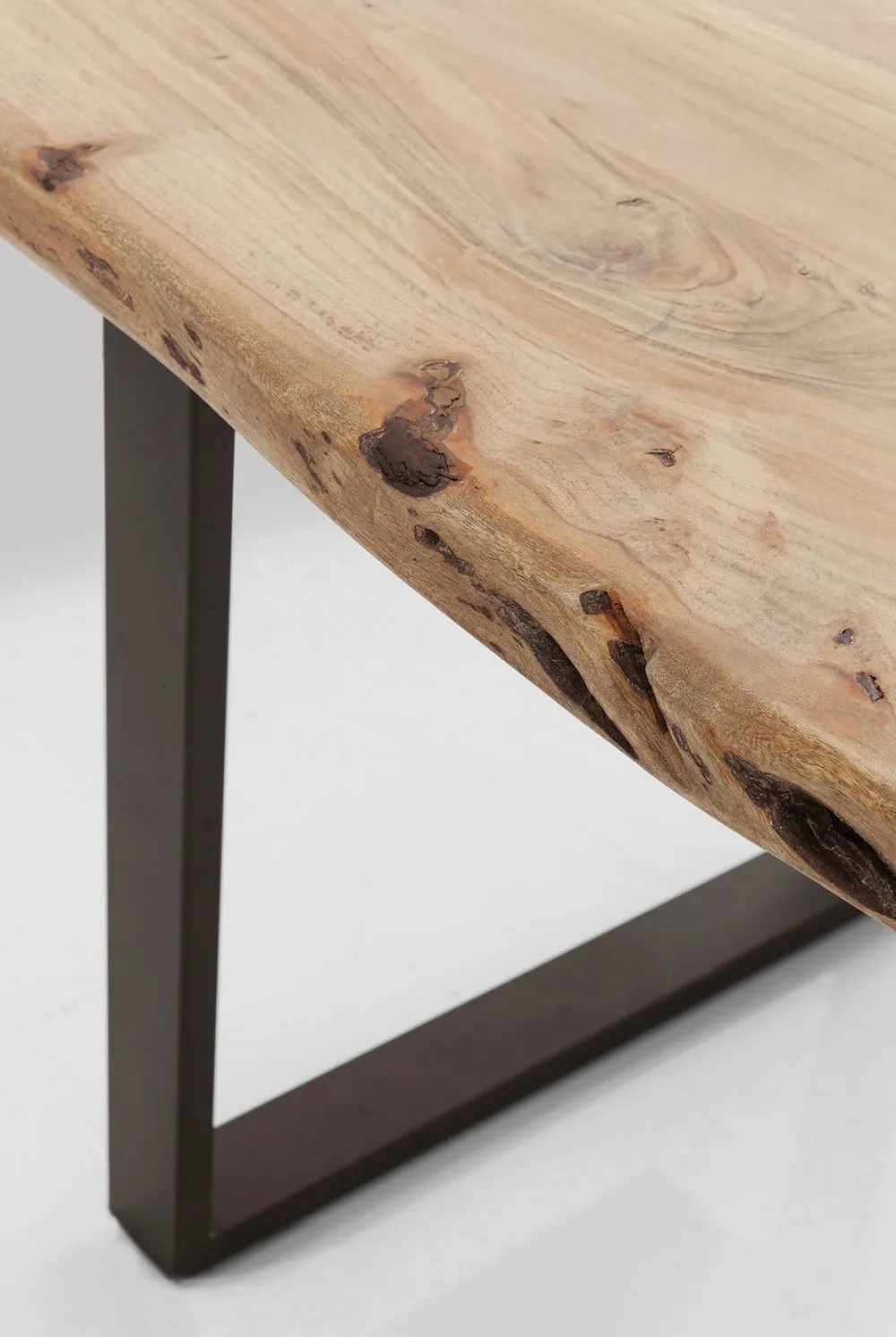 Stoły*KARE Design Stół Z Drewnianym Naturalnym Blatem I Grafitowymi Metalowymi Nogami 200x100 Cm