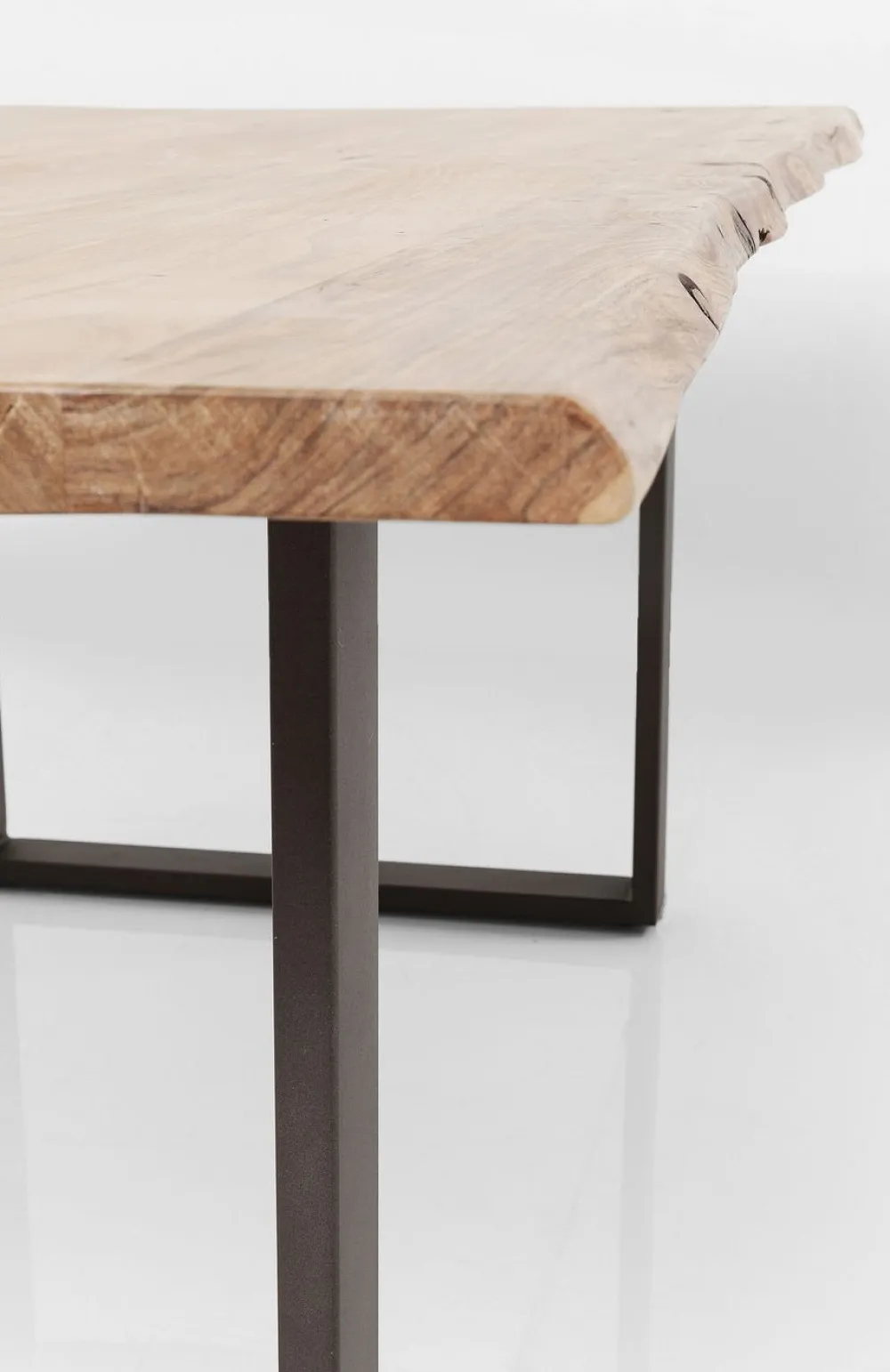 Stoły*KARE Design Stół Z Drewnianym Naturalnym Blatem I Grafitowymi Metalowymi Nogami 200x100 Cm