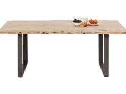Stoły*KARE Design Stół Z Drewnianym Naturalnym Blatem I Grafitowymi Metalowymi Nogami 200x100 Cm