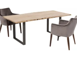 Stoły*KARE Design Stół Z Drewnianym Naturalnym Blatem I Grafitowymi Metalowymi Nogami 200x100 Cm