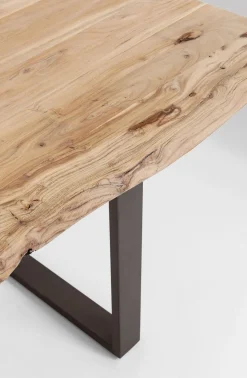 Stoły*KARE Design Stół Z Drewnianym Naturalnym Blatem I Grafitowymi Metalowymi Nogami 200x100 Cm