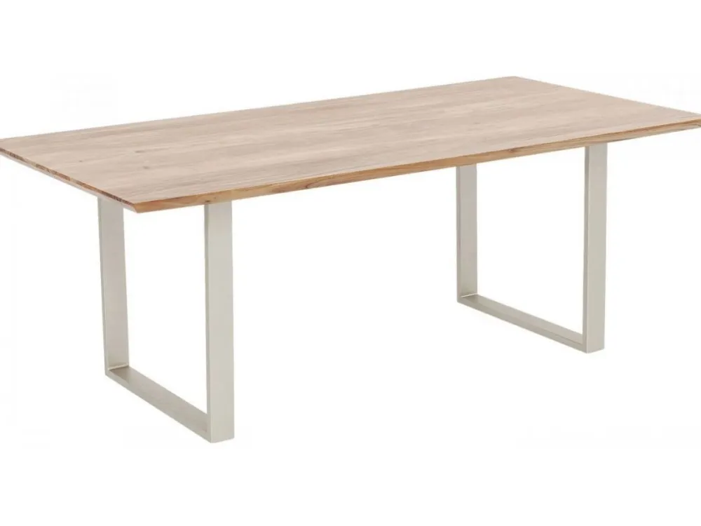 Stoły*KARE Design Stół Z Drewnianym Naturalnym Blatem I Szarymi Metalowymi Nogami 200x100 Cm