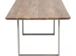 Stoły*KARE Design Stół Z Drewnianym Naturalnym Blatem I Szarymi Metalowymi Nogami 200x100 Cm