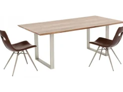 Stoły*KARE Design Stół Z Drewnianym Naturalnym Blatem I Szarymi Metalowymi Nogami 200x100 Cm