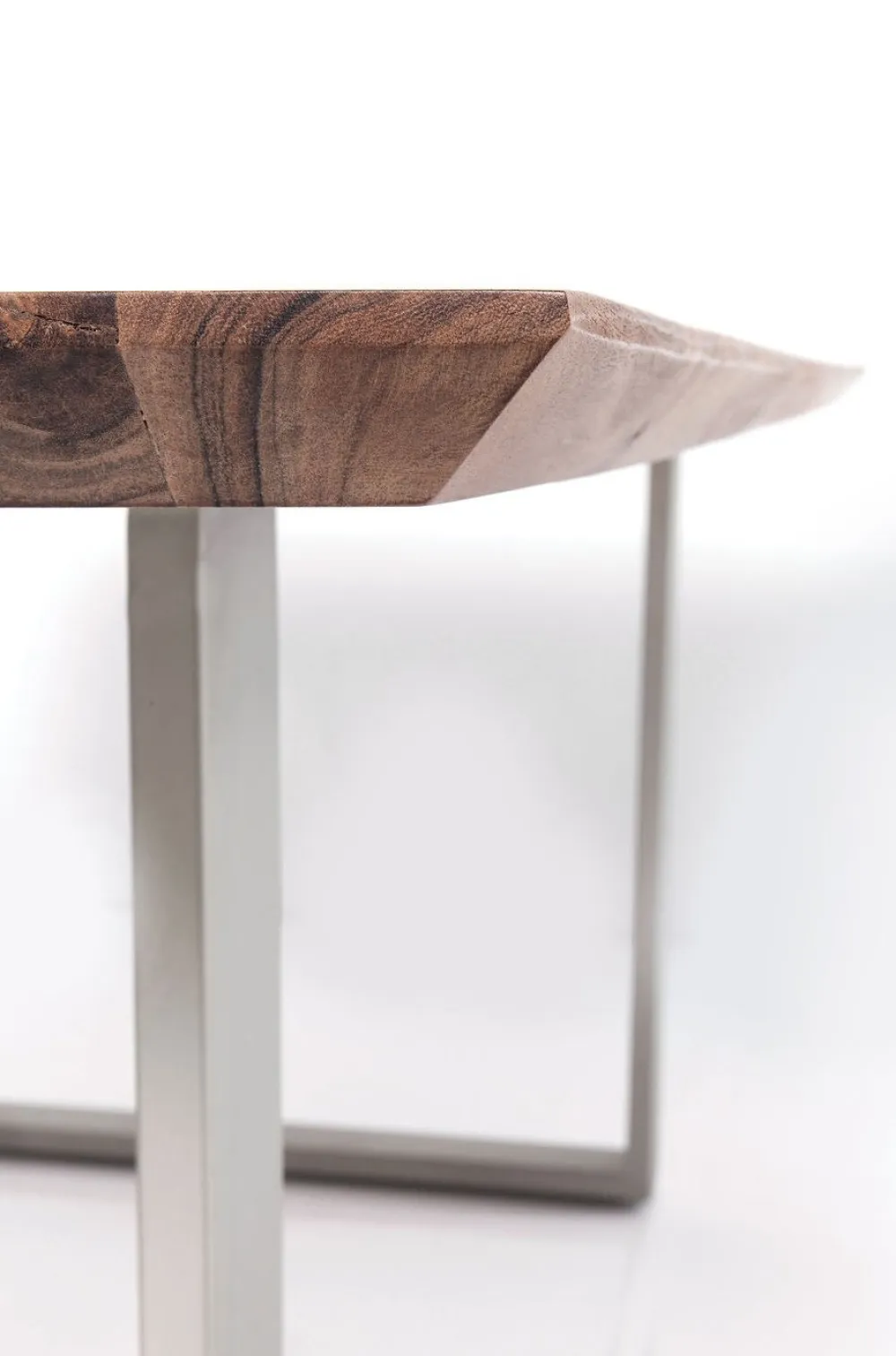 Stoły*KARE Design Stół Z Drewnianym Naturalnym Blatem I Szarymi Metalowymi Nogami 200x100 Cm