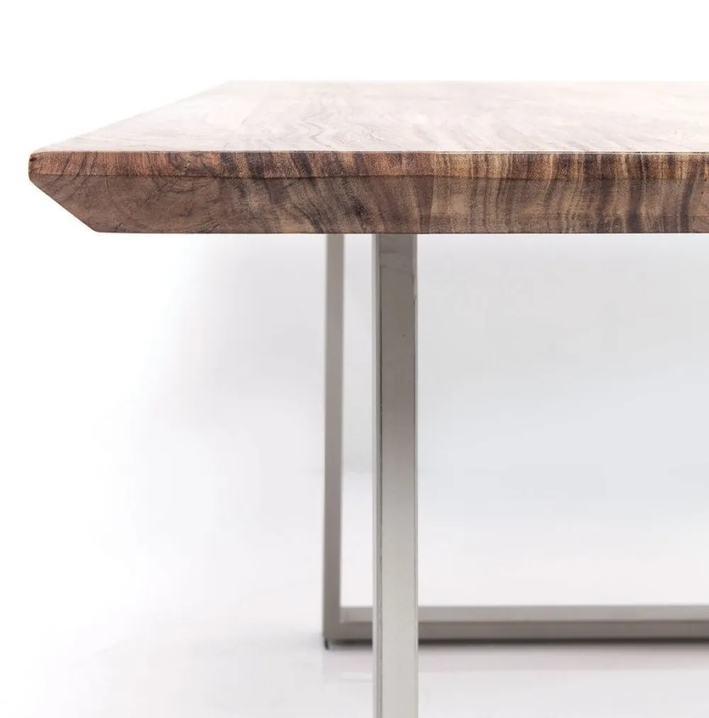 Stoły*KARE Design Stół Z Drewnianym Naturalnym Blatem I Szarymi Metalowymi Nogami 200x100 Cm