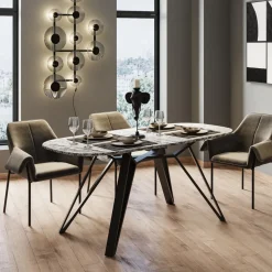 Stoły*KARE Design Stół Z Granitowym Blatem I Czarnymi Stalowymi Nogami 180x90 Cm