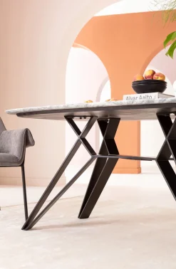 Stoły*KARE Design Stół Z Granitowym Blatem I Czarnymi Stalowymi Nogami 180x90 Cm