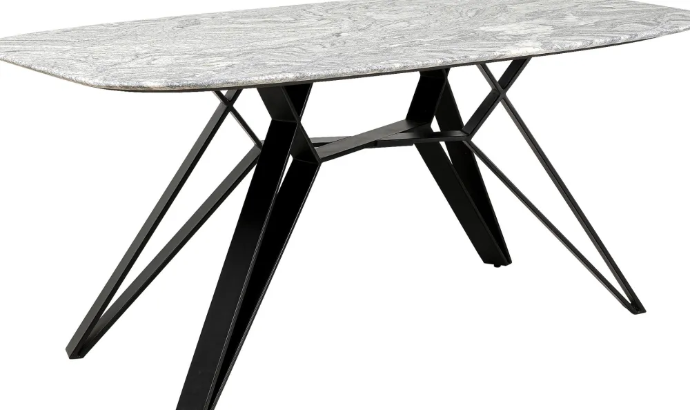 Stoły*KARE Design Stół Z Granitowym Blatem I Czarnymi Stalowymi Nogami 200x100 Cm