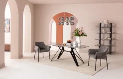 Stoły*KARE Design Stół Z Granitowym Blatem I Czarnymi Stalowymi Nogami 200x100 Cm