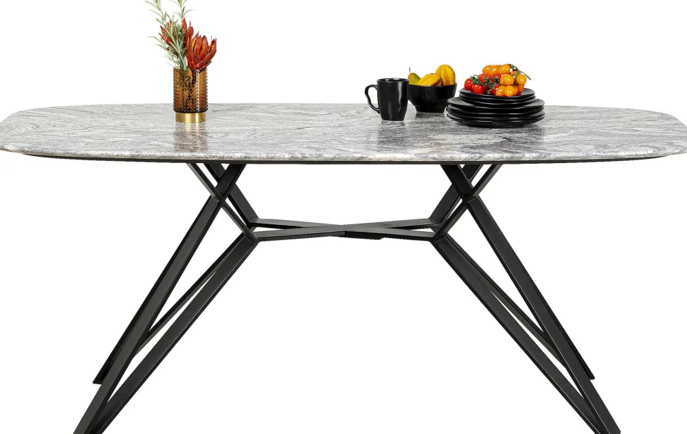 Stoły*KARE Design Stół Z Granitowym Blatem I Czarnymi Stalowymi Nogami 200x100 Cm