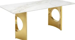 Stoły*KARE Design Stół Z Kamionkowym Blatem 180x90 Cm Nogi Złote
