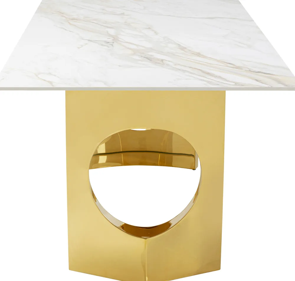 Stoły*KARE Design Stół Z Kamionkowym Blatem 180x90 Cm Nogi Złote