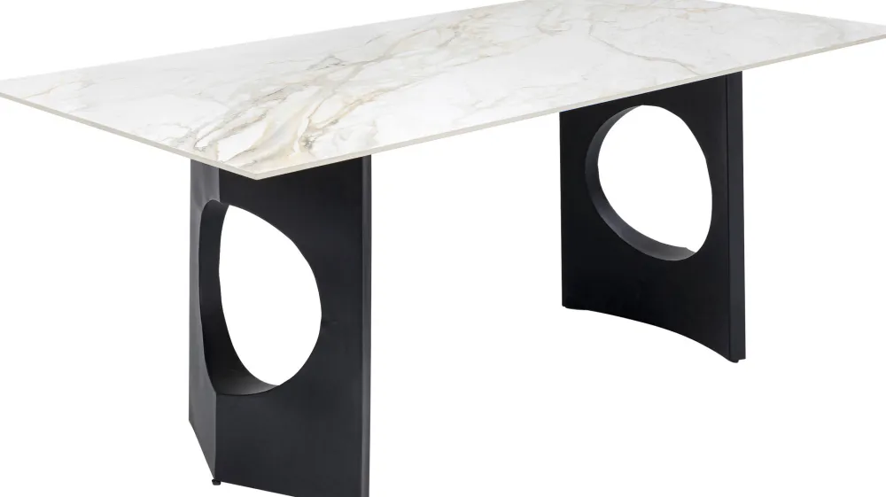 Stoły*KARE Design Stół Z Kamionkowym Blatem 180x90 Cm Nogi Czarne