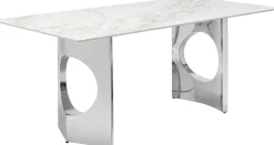 Stoły*KARE Design Stół Z Kamionkowym Blatem 180x90 Cm Nogi Srebrne