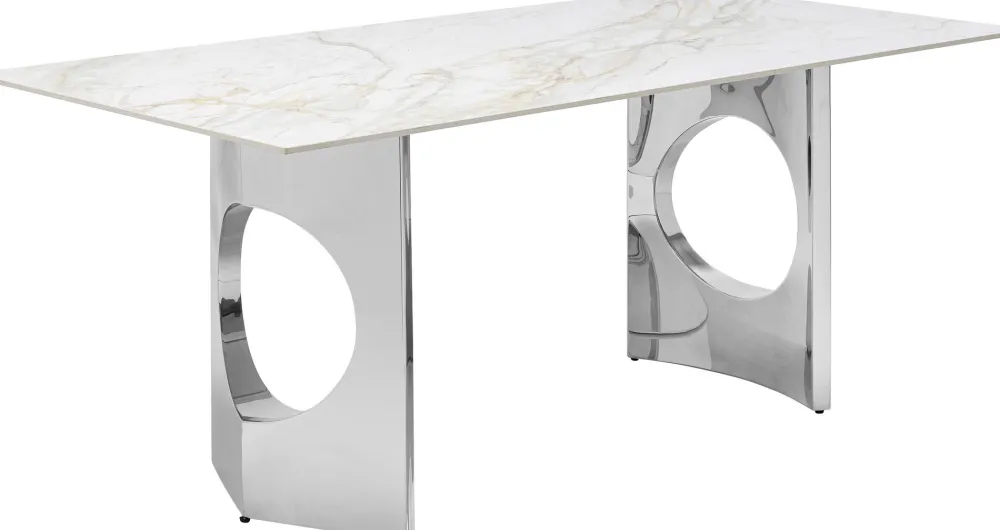 Stoły*KARE Design Stół Z Kamionkowym Blatem 180x90 Cm Nogi Srebrne