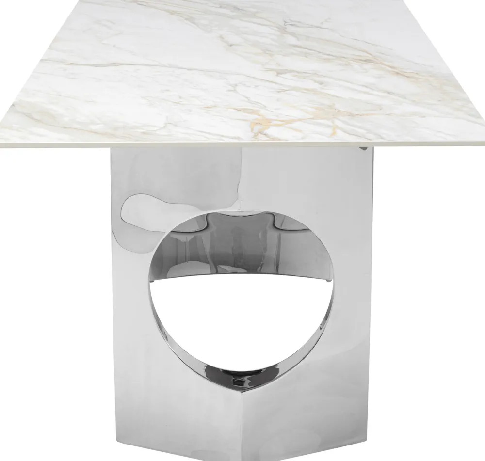 Stoły*KARE Design Stół Z Kamionkowym Blatem 180x90 Cm Nogi Srebrne