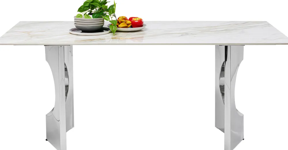 Stoły*KARE Design Stół Z Kamionkowym Blatem 180x90 Cm Nogi Srebrne